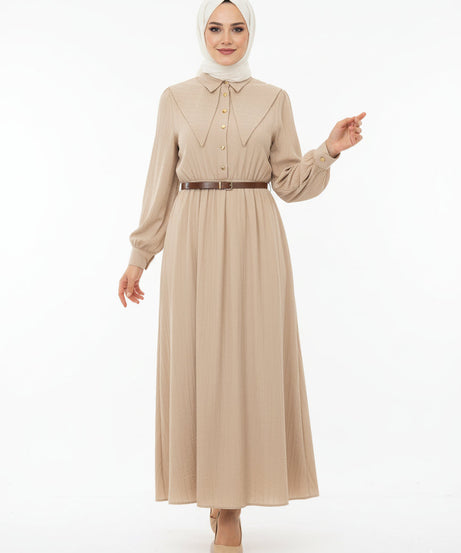 Haya Yazlık Pratik Elbise – Bej Renk