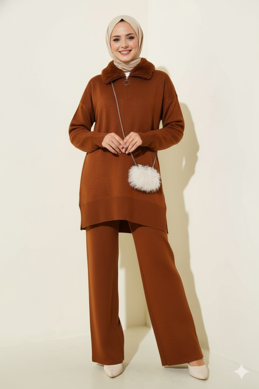 Defne Triko Takımı (Kahverengi)