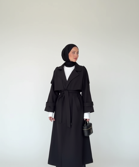 Sama Sonbahar Trençkot (Siyah)