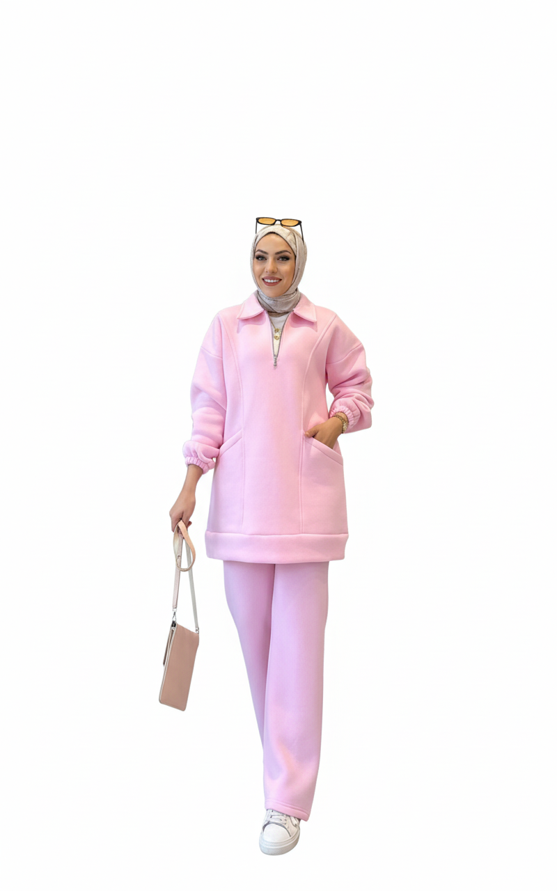 Shatha Kışlık Pijama Takımı (Pembe)