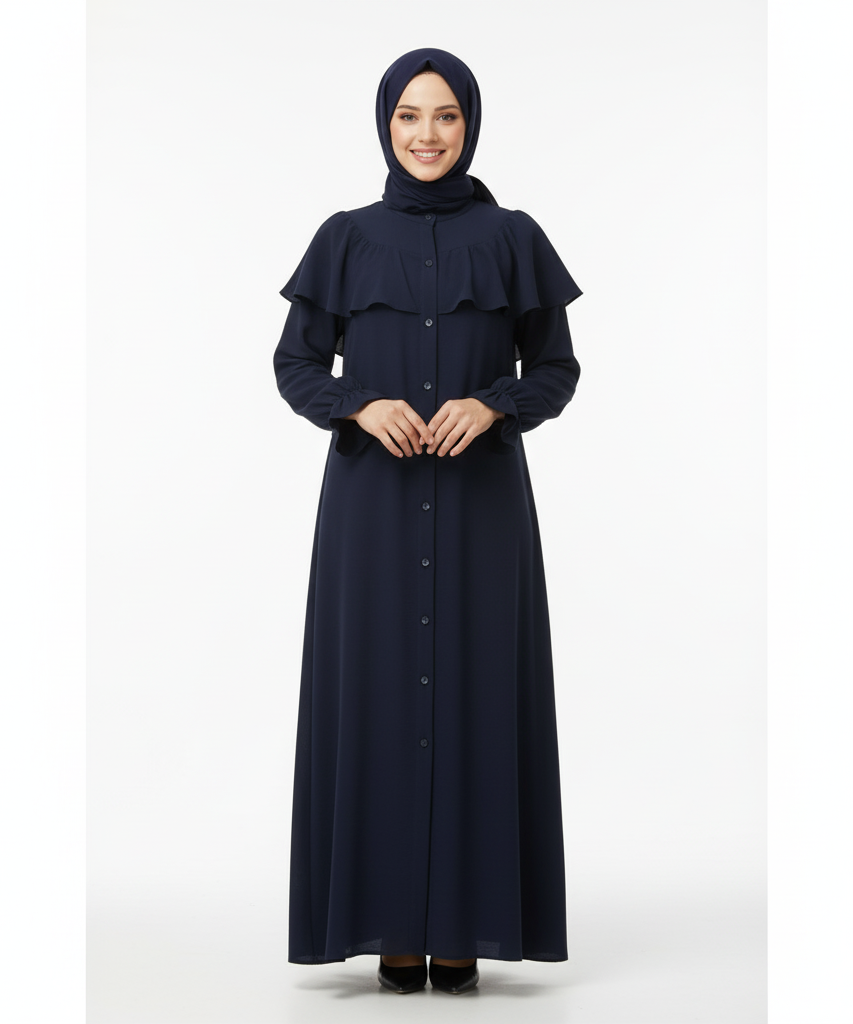 Lacivert renk Khawla abaya