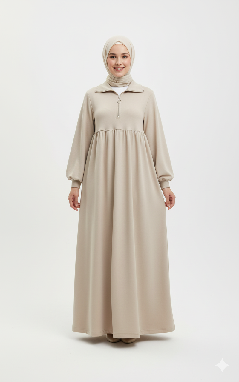 Haneen Sonbahar Elbisesi (Bej)