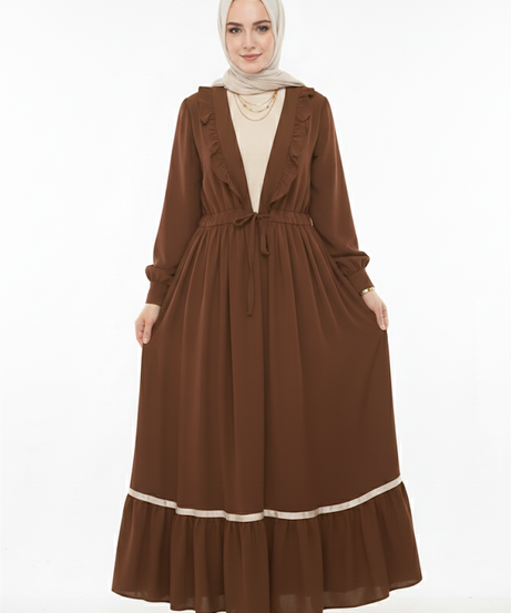 Taghreed Abaya Yazlık Resmi (Kahverengi / Bej)