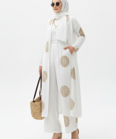 Dehab" Yazlık Resmi Takım (Beyaz)