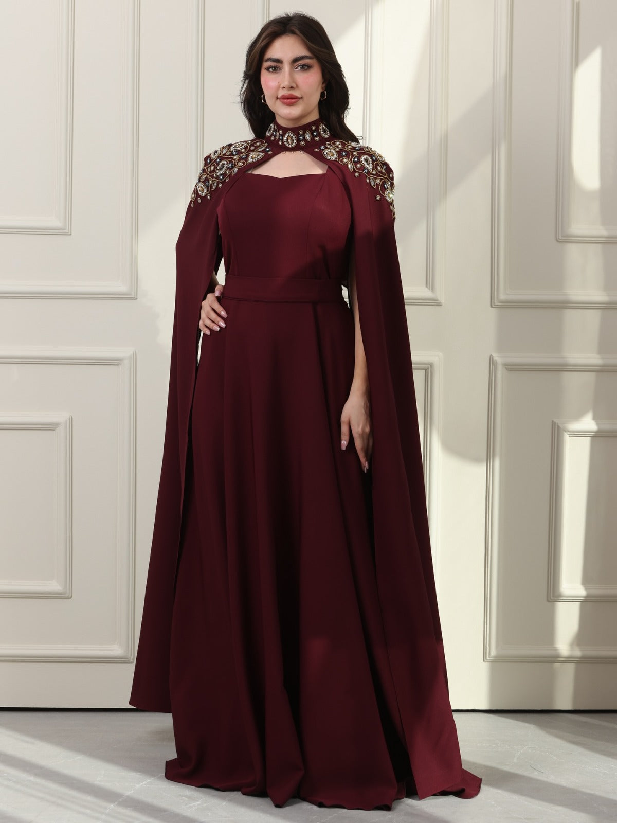 (Bordo) Talin resmi yazlık elbise